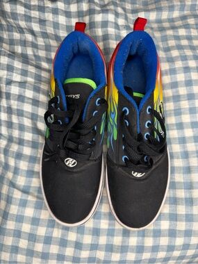 Heelys Black Skate Sneakers with Blue, Green & Yellow Flames